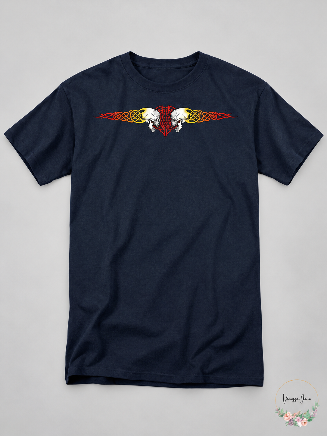 Celtic Skulls Design Funny Adult T-Shirt Tee, Size Small – stock photo, Vanessa Jane