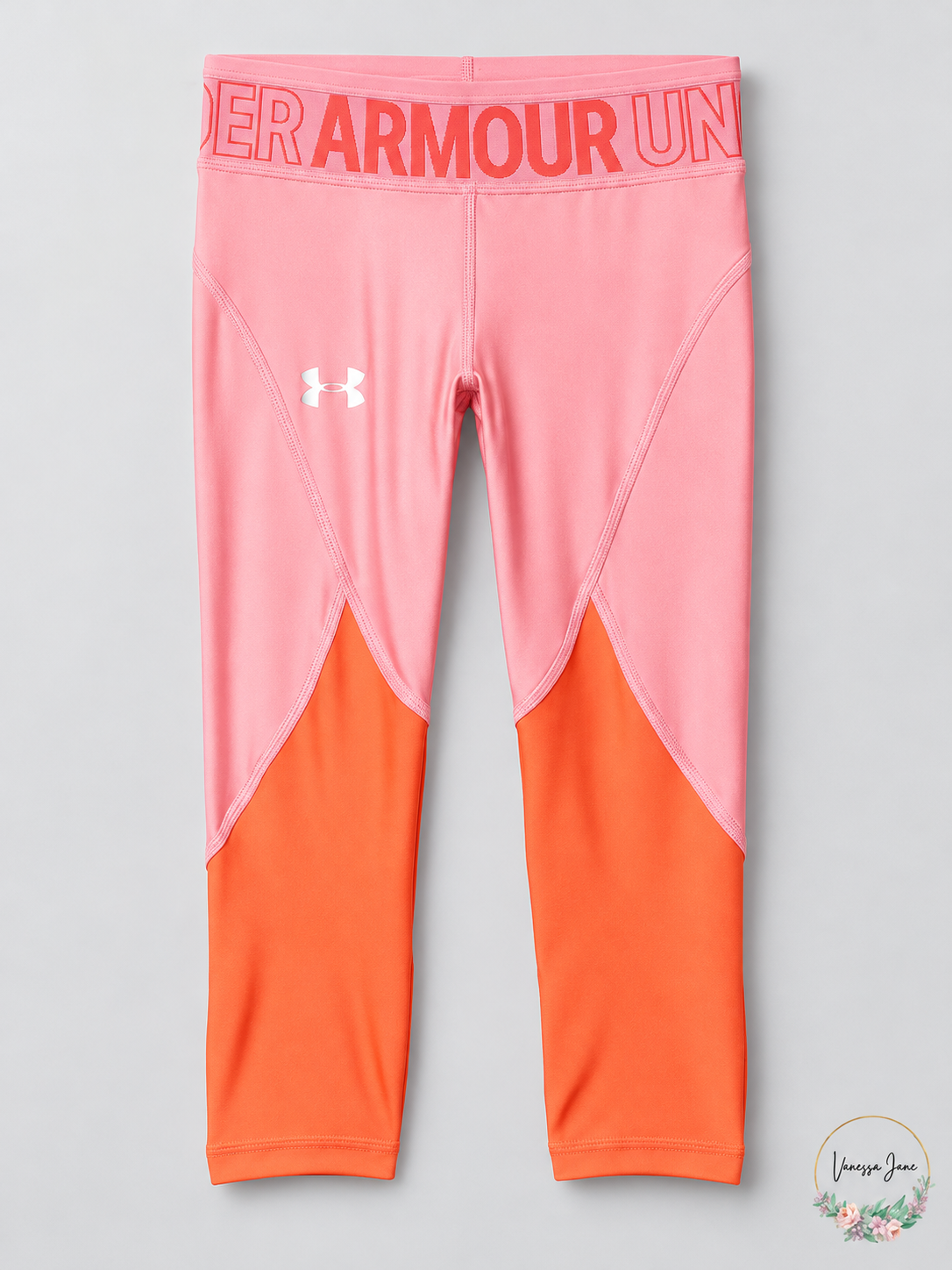 Under Armour Girls' HeatGear Colorblock Crop Leggings, Large | lipstick-beta stock | VJ20261021 22-lipstick-beta-stock