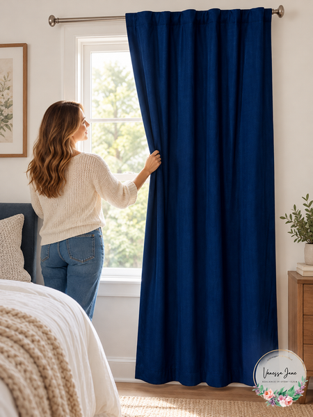 Skyline Navy Velvet Curtain Panel, 50 x 84 in, Single Panel | navy lifestyle | VJ20261021 35-navy-lifestyle