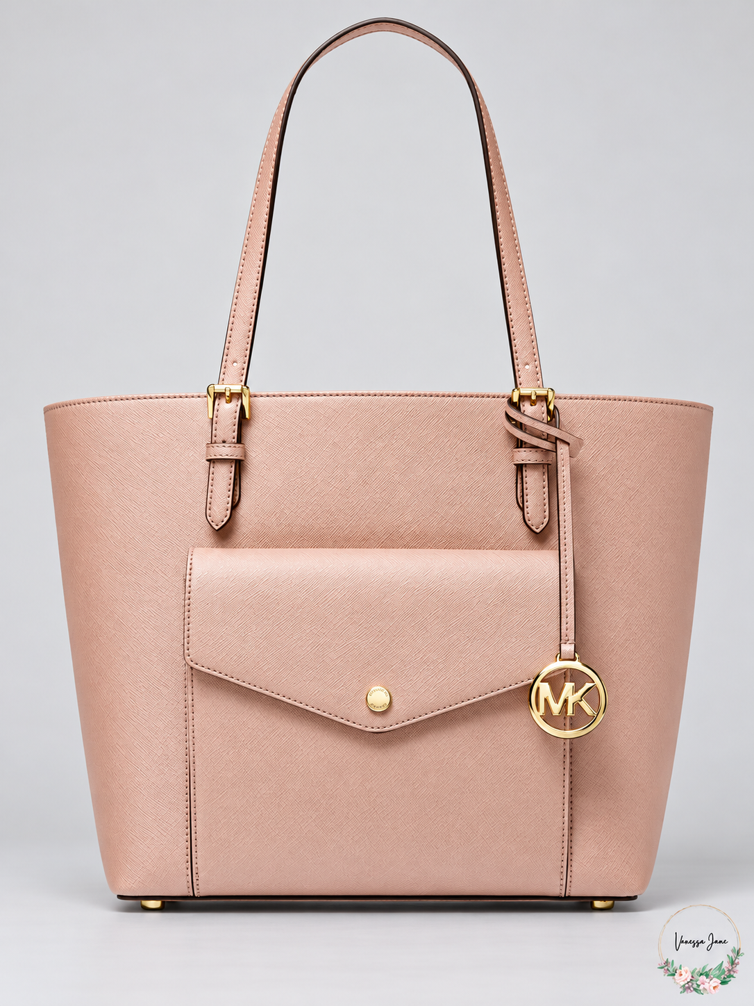 Michael Kors Jet Set Medium Pocket Leather Tote, Ballet | ballet stock | VJ20261021 45-ballet-stock