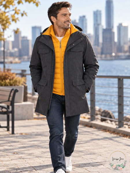 Nautica Men's Charcoal Heather 3-in-1 Hooded Jacket | charcoal lifestyle | VJ20261021 50-charcoal-lifestyle
