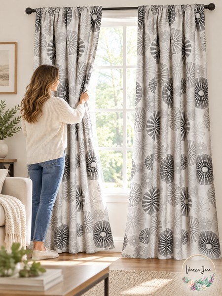 Lush Decor Charcoal Circles Room-Darkening Curtains, 2 Panels | charcoal lifestyle | VJ20261021 67-charcoal-lifestyle