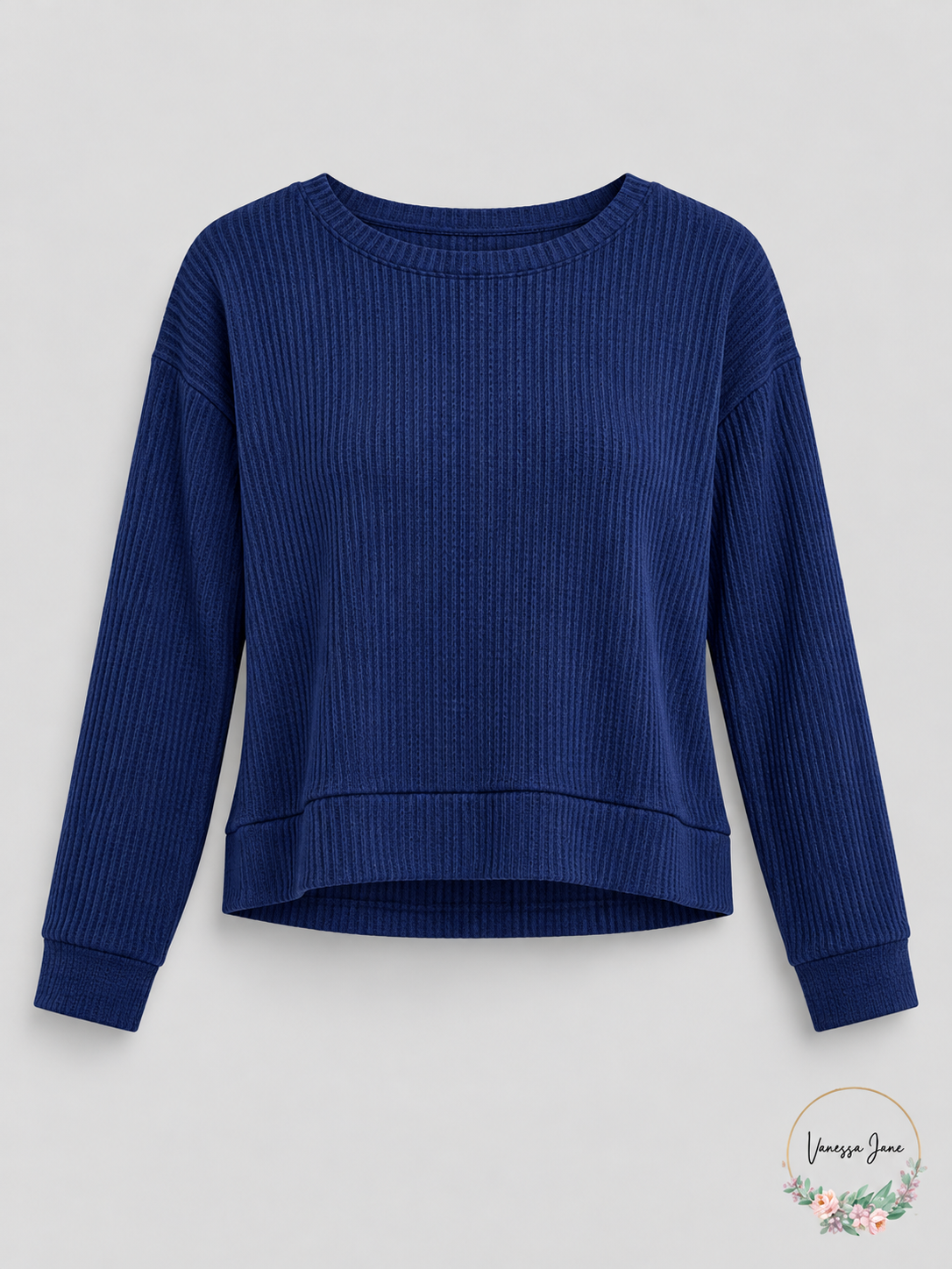 Jenni Women's Long-Sleeve Waffle-Knit Pajama Top | blue stock | VJ20261021 83-blue-stock