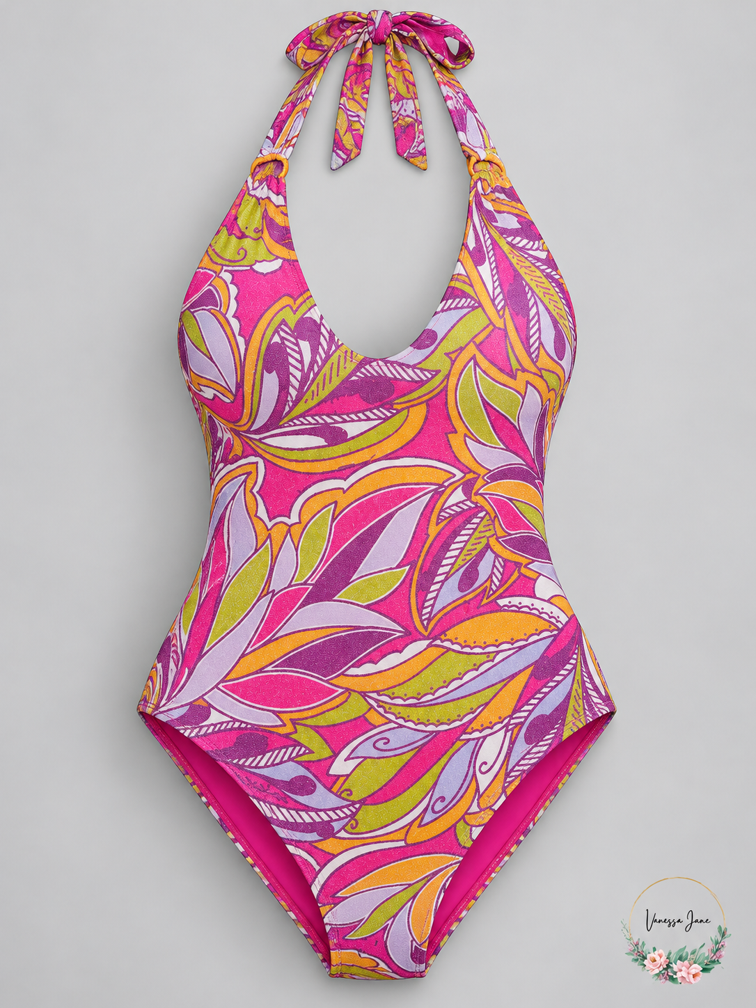 BECCA Psychedelica Nina Printed Halter One-Piece Swimsuit | pink stock | VJ20261021 84-pink-stock