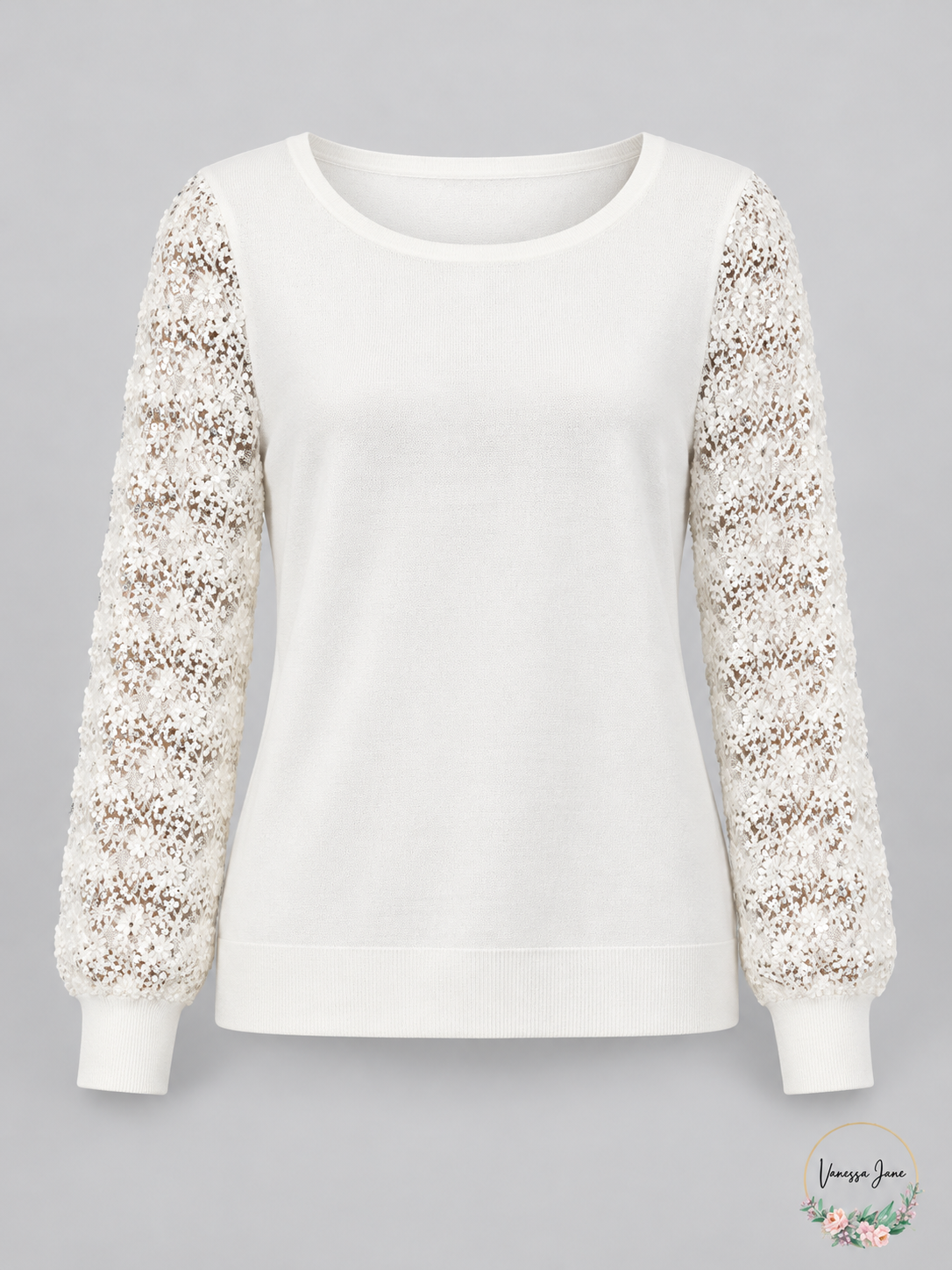 Alfani Women's Cloud Embellished Mesh-Sleeve Sweater, XL | stock | VJ20261021 94-cloud-stock