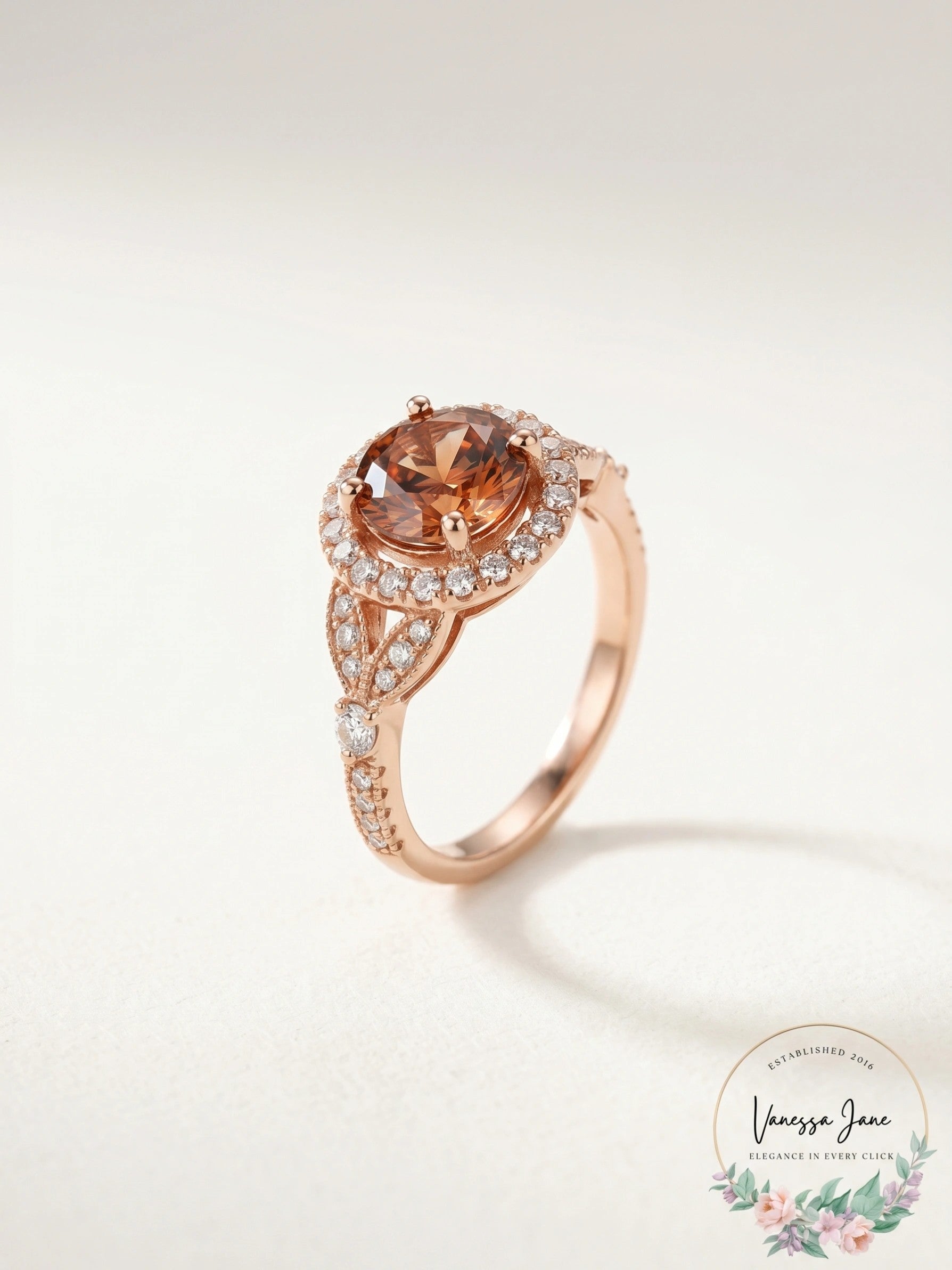 Vanessa Jane 18K Rose Gold Plated Cubic Zirconia Fashion Ring, Size 8.5