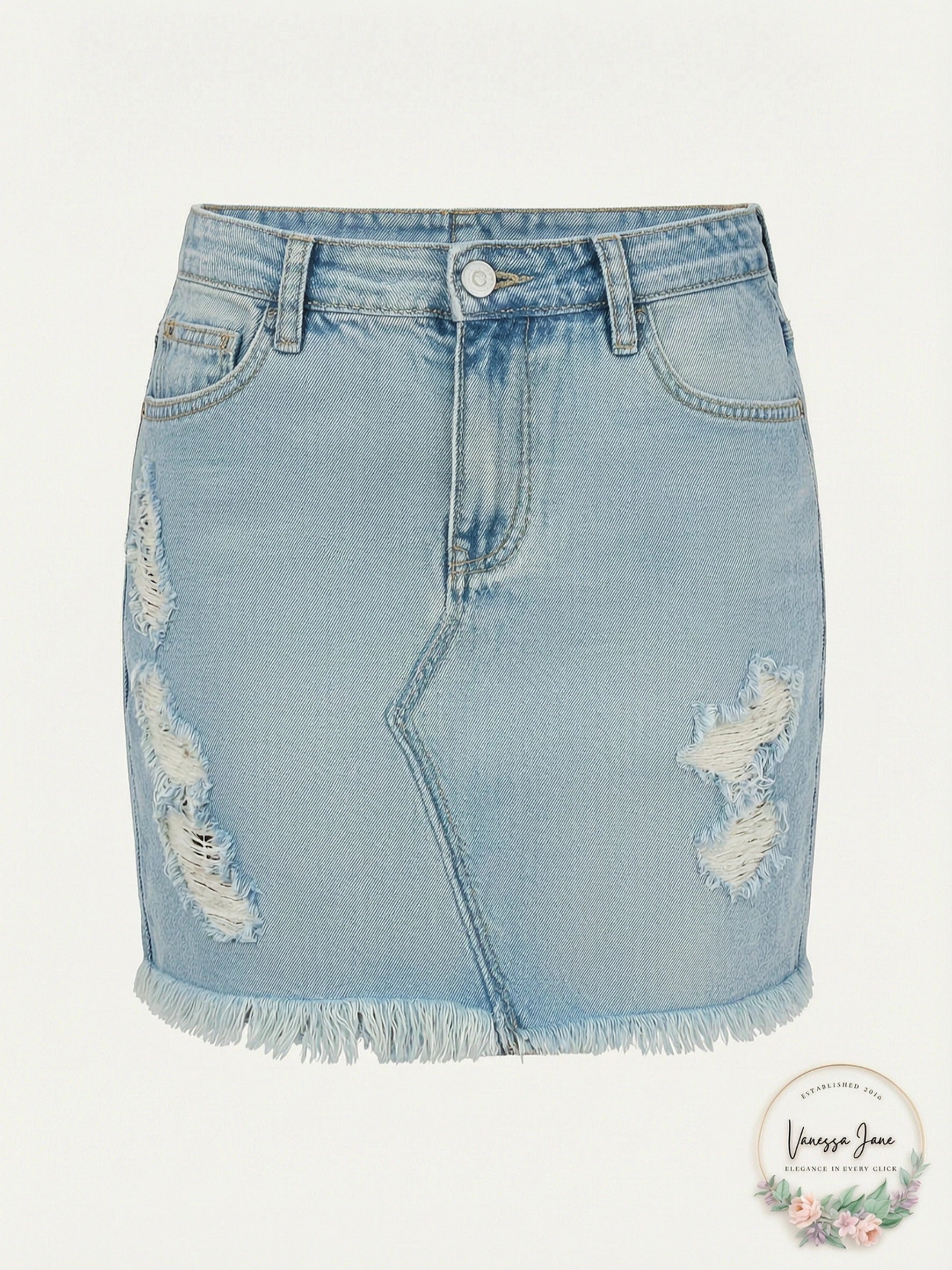 Vanilla Star Womens Frayed Hem High-Rise Denim Skirt, Size 9