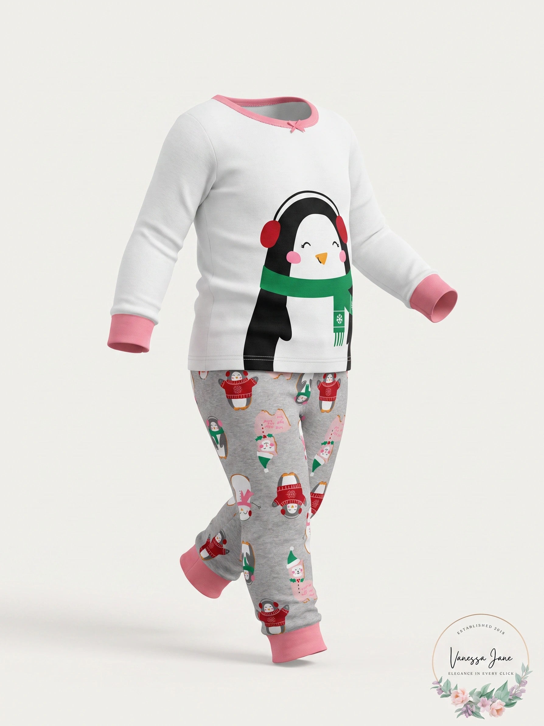 Carters Baby Girls 2-Piece Holiday Penguin Pajama Set, Size 4t