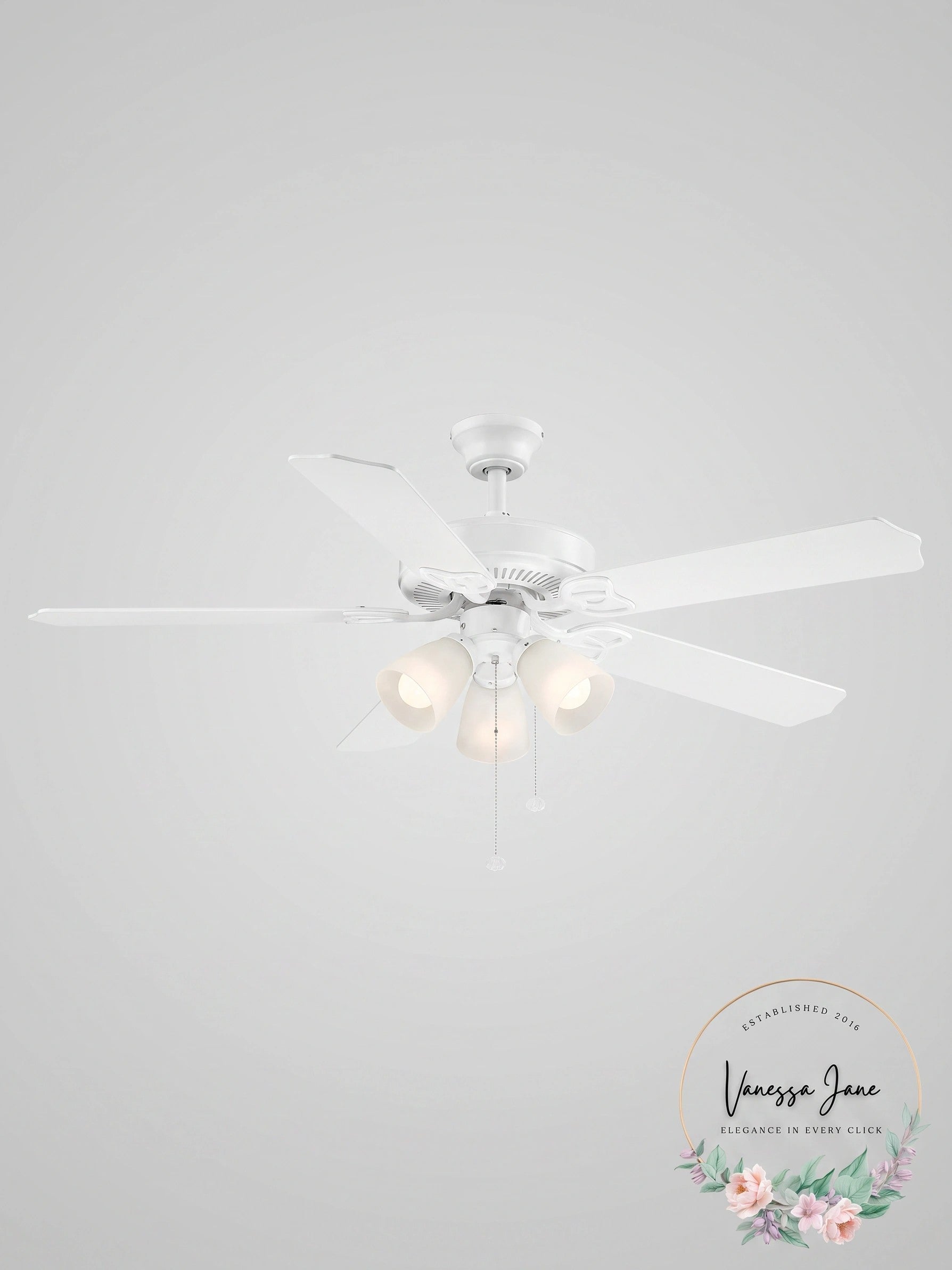 Hampton Bay Brookhurst 52 Inch Frosted Glass Shades Ceiling Fan with Light Kit