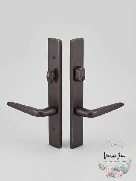 Emtek Assa Abloy Modern Trim Keyed Multi-Point Entry Handleset with Athena Lever