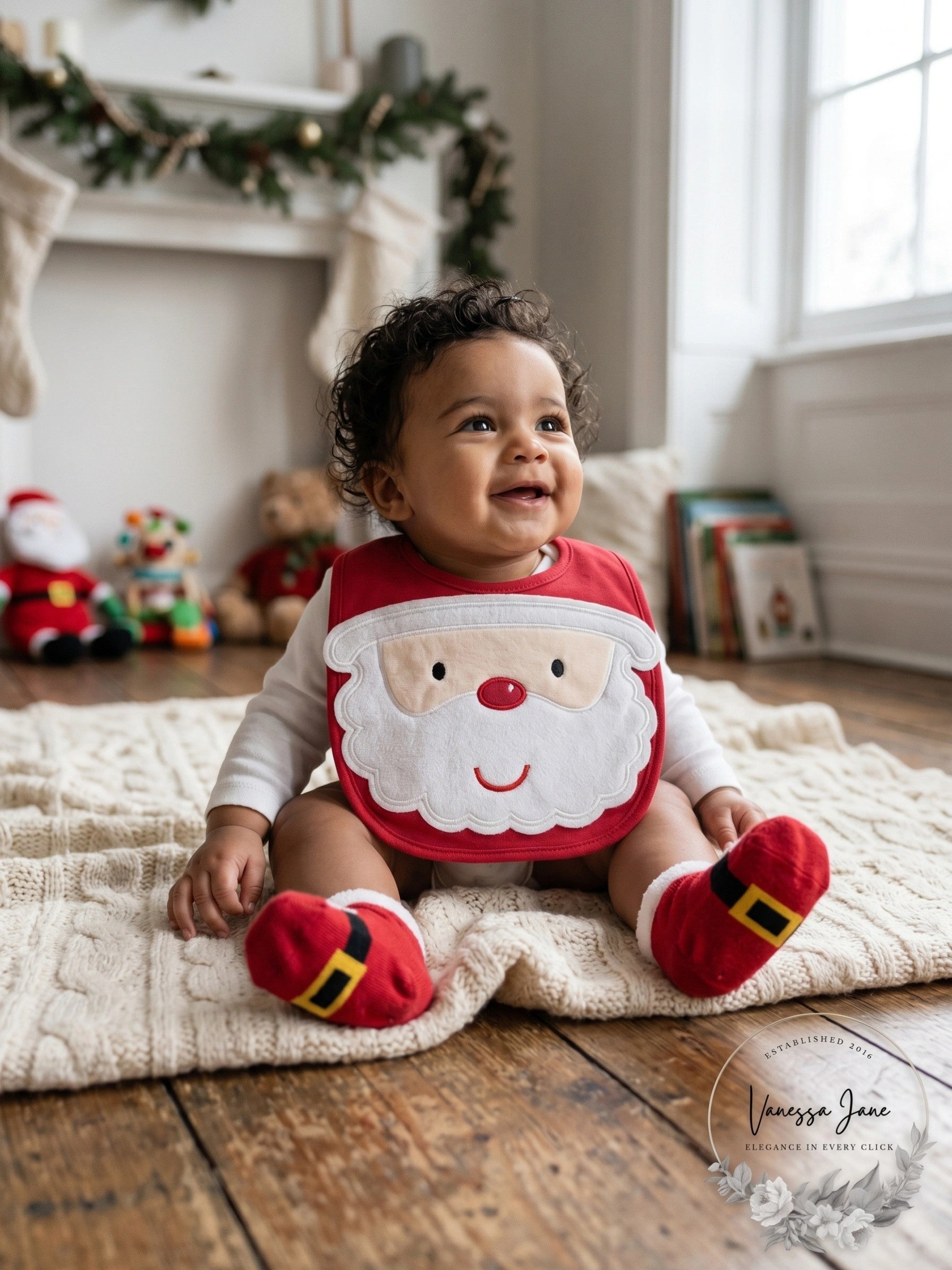 Little Me 2-Piece Christmas Bib and Bootie Set - Red - Size:0-6M