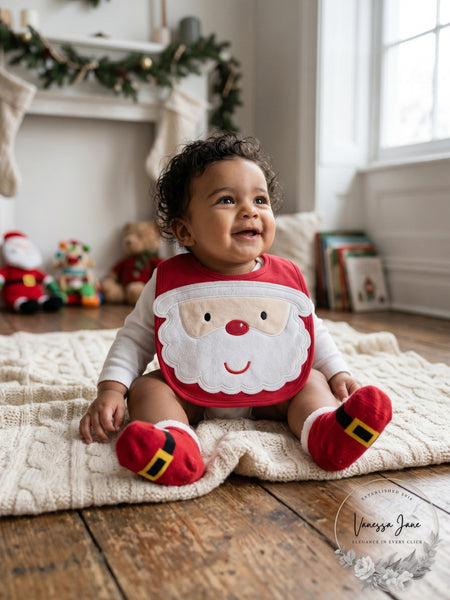 Little Me 2-Piece Christmas Bib and Bootie Set - Red - Size:0-6M