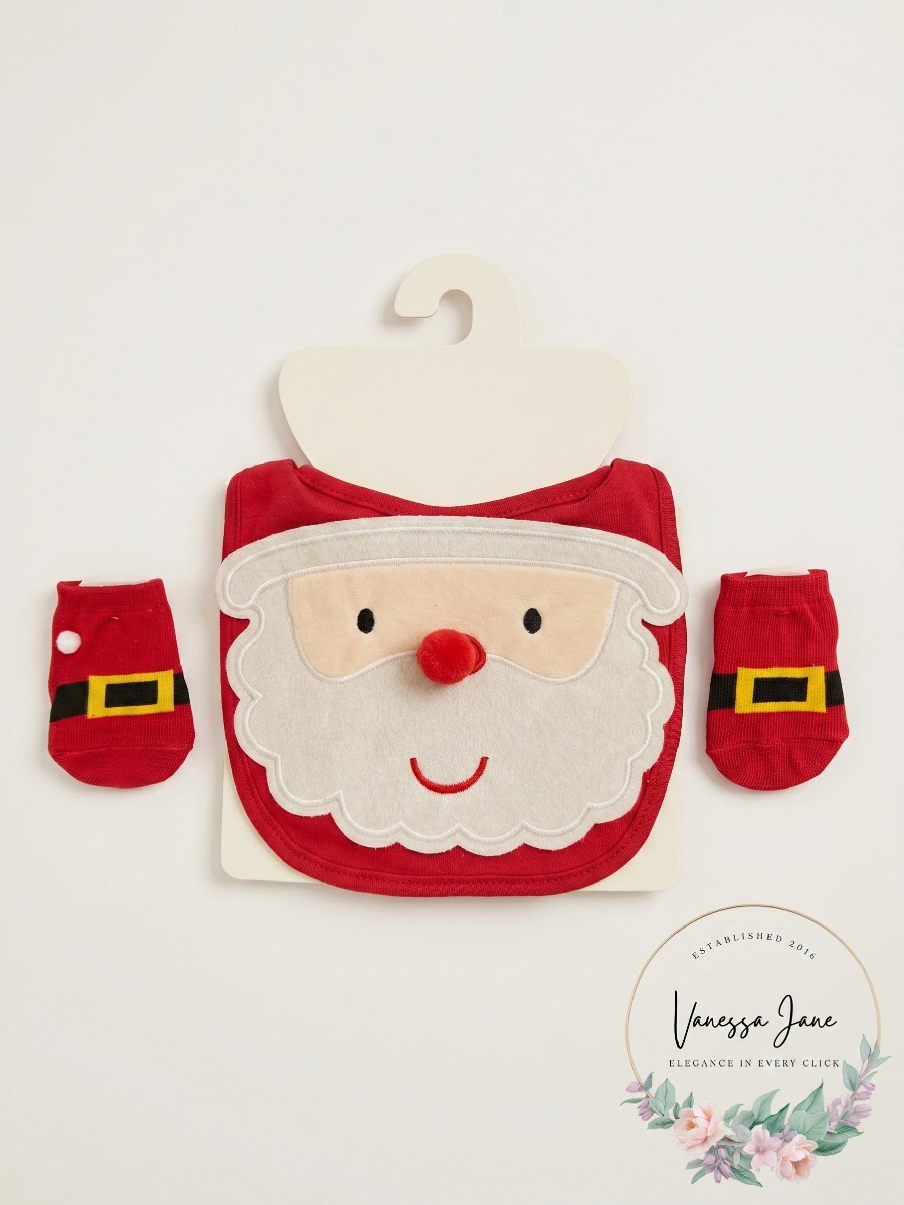 Little Me 2-Piece Christmas Bib and Bootie Set - Red - Size:0-6M