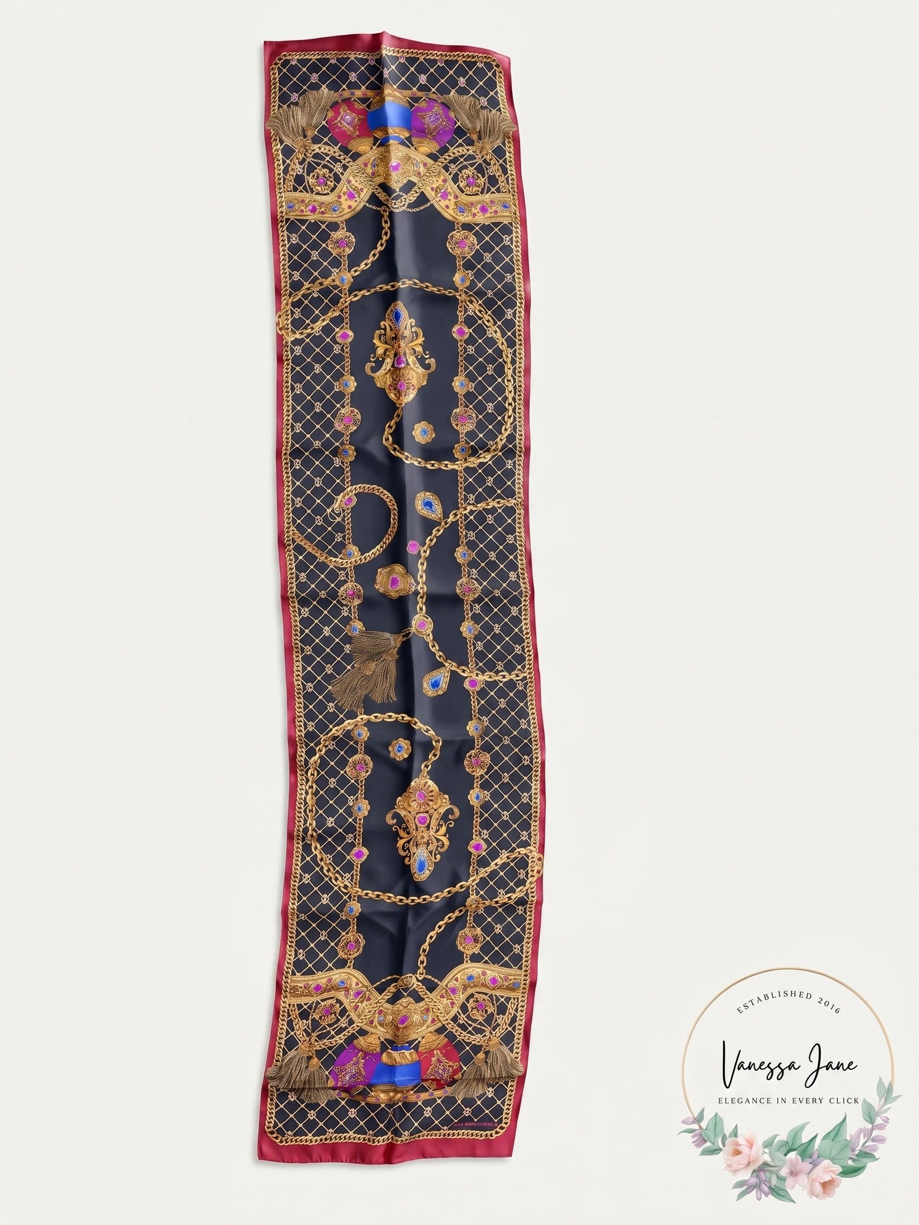Adrienne Landau Studio 100% Silk Scarf 52 X 11