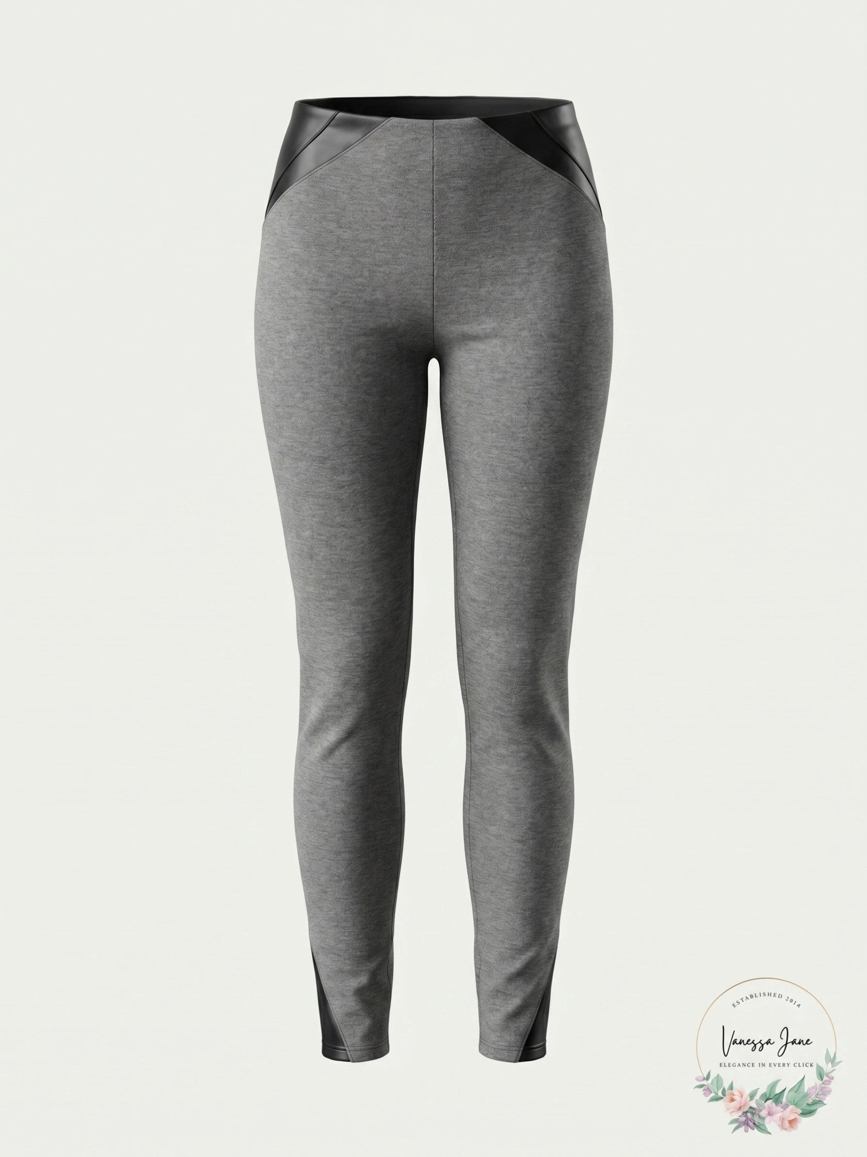 Lysse Leggings Kent Ponte Vegan Leather Legging Gray /Black Size Small