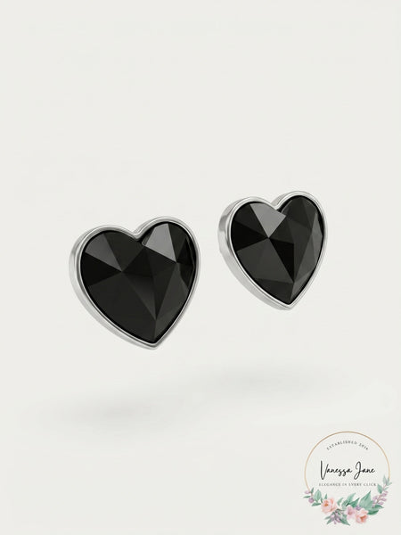 Inc Gold-Tone Faceted Heart Stud Earrings
