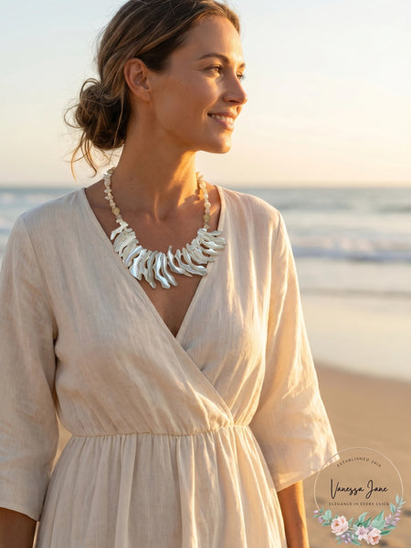 Vintage Express Iridescent Coral Shell Necklace