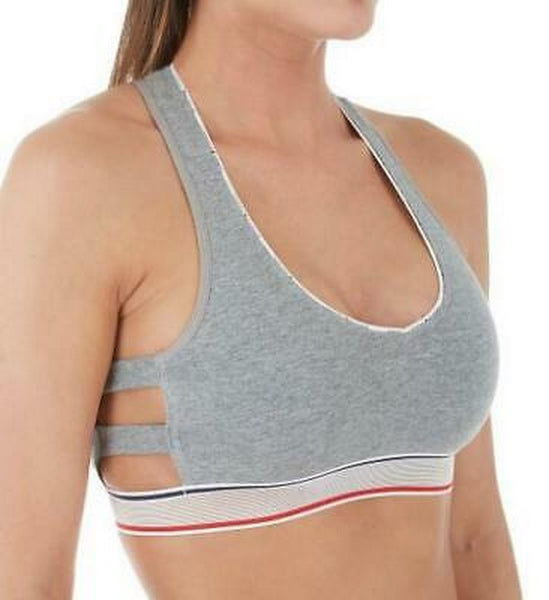 Tommy Hilfiger Womens Strappy Side V-Neck Bralette, Small/Gray