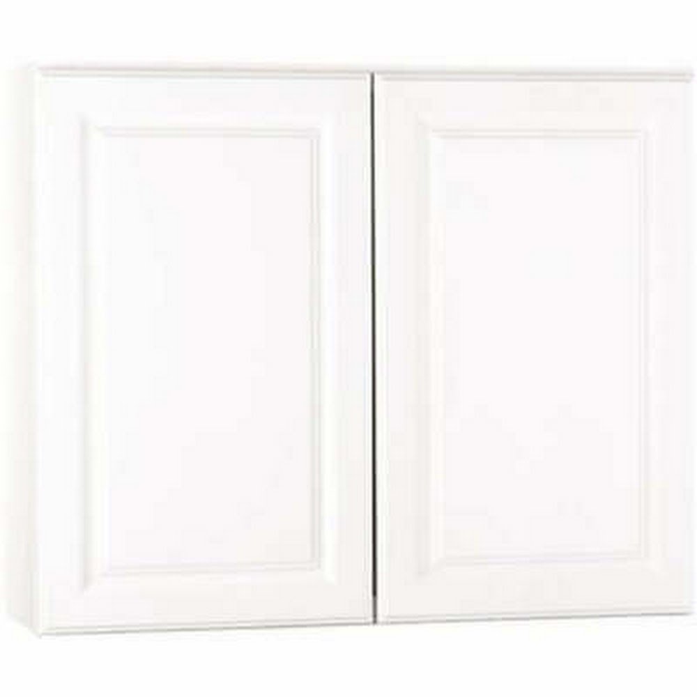 Hampton Bay Hampton Satin White Raised Panel Stock Kitchen Cabinet