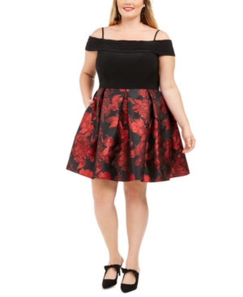 morgan and co red and black dress Morgan and Co strapless red and black mini