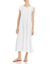 SUNDRY Ruffle Sleeve Tiered Dress in Cotton Spandex