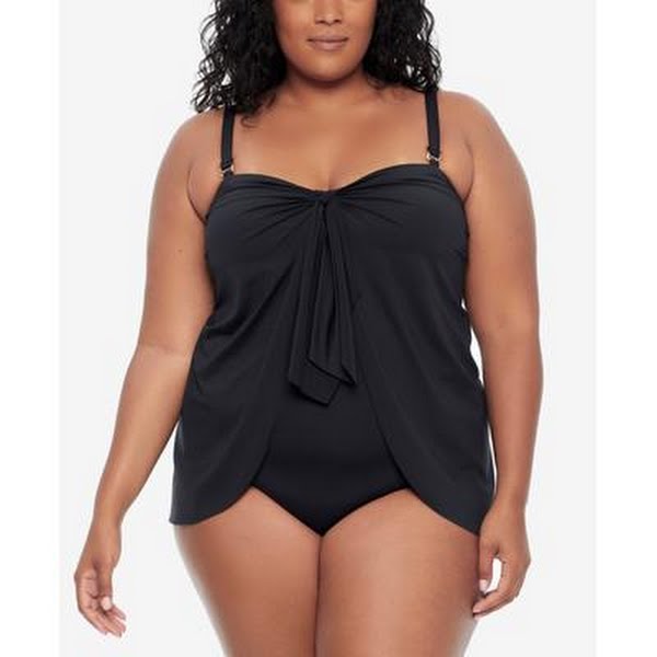 Lauren Ralph Lauren Plus Size Bandeau Flyaway One-Piece Swimsuit