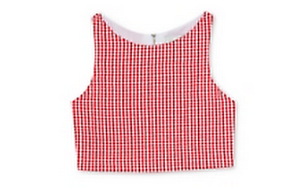 Rare Editions Girls Red Gingham Seersucker Top