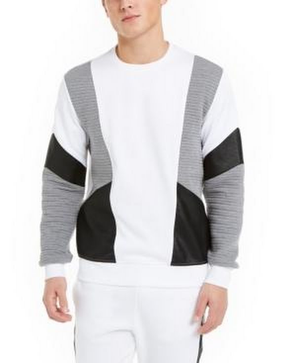 Inc Mens Ribbed Colorblocked Sweatshirt