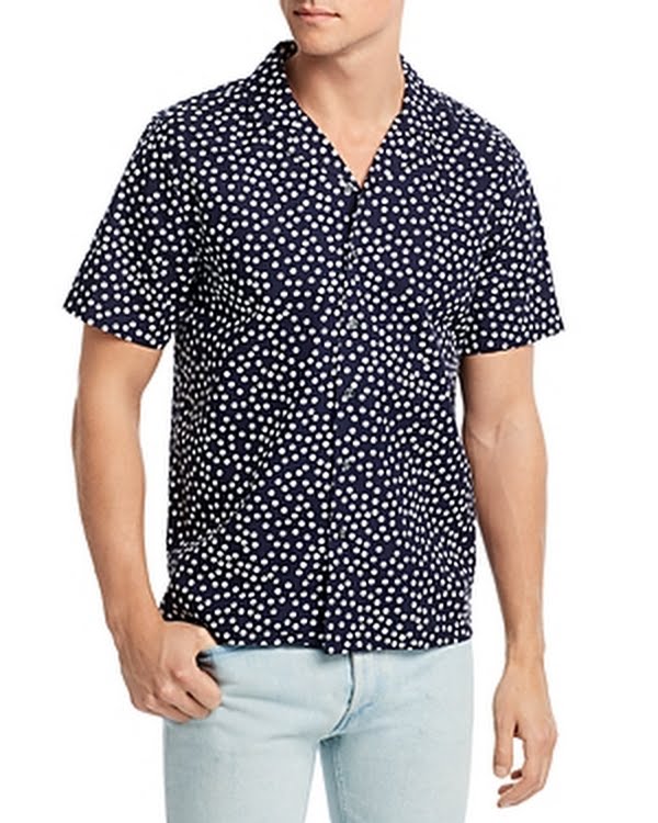 The Mens Store at Bloomingdales Short Sleeve Dot Print Camp Shirt, Size XL