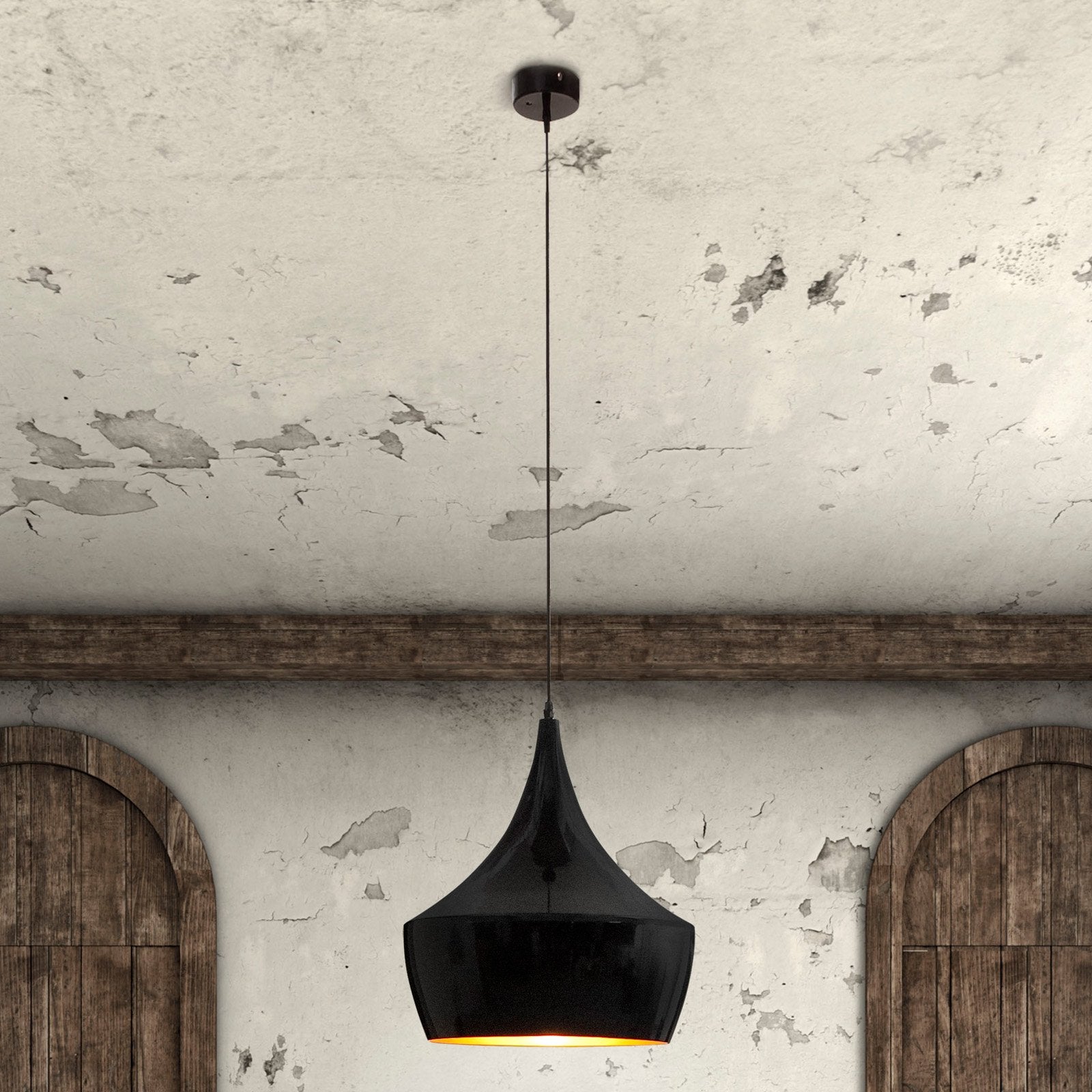 Zuo Copper Ceiling Lamp in Matte Black Finish