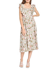 En Saison Maris Floral a-Line Dress in Sage, Size Medium