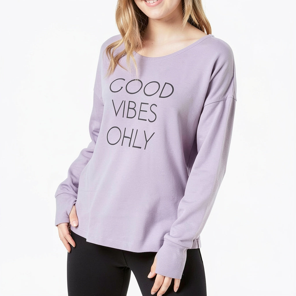 Ideology Good Vibes Strappy-Back Long-Sleeve T-Shirt, Size Medium