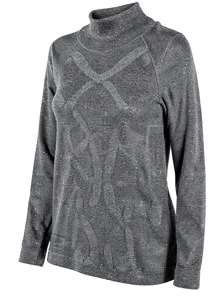 Simply Vera Mock Neck Metallic Thread Sweater, Size Medium