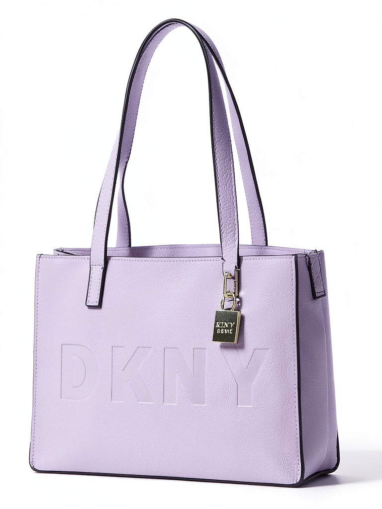 DKNY Commuter Pebble Leather Logo Tote-Lavender
