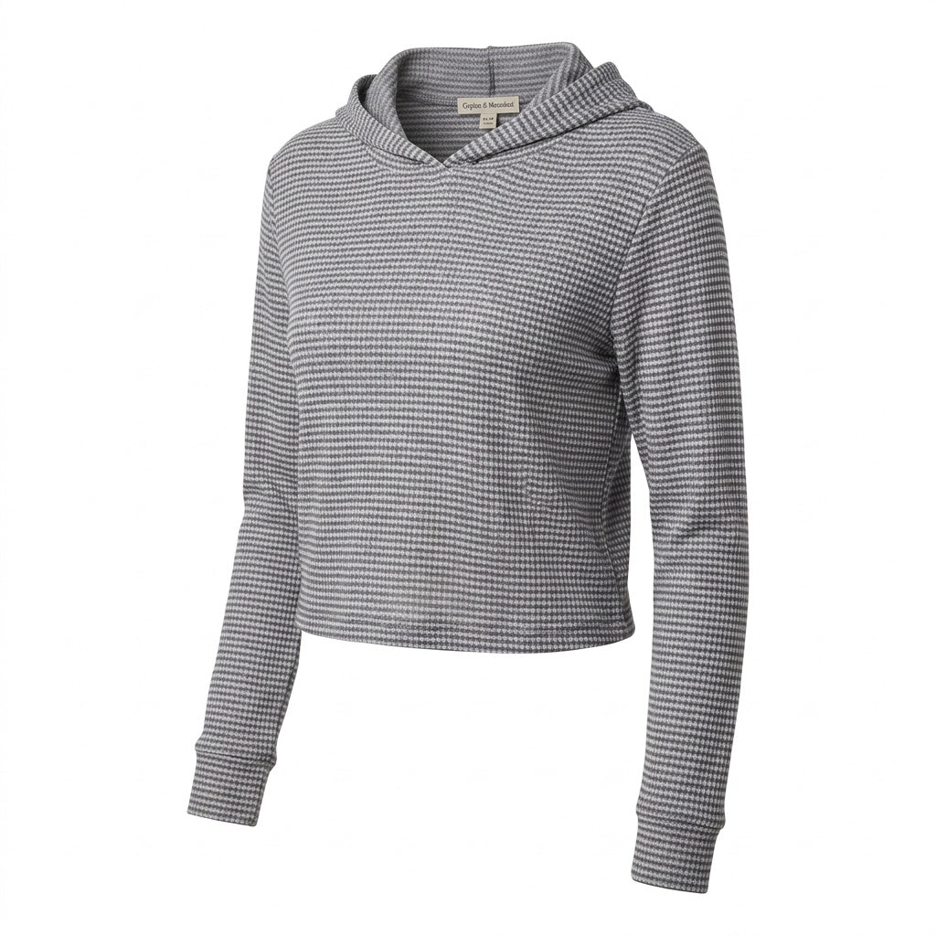 Gypsies & Moondust Juniors Cropped Gingham Hoodie, Size Medium