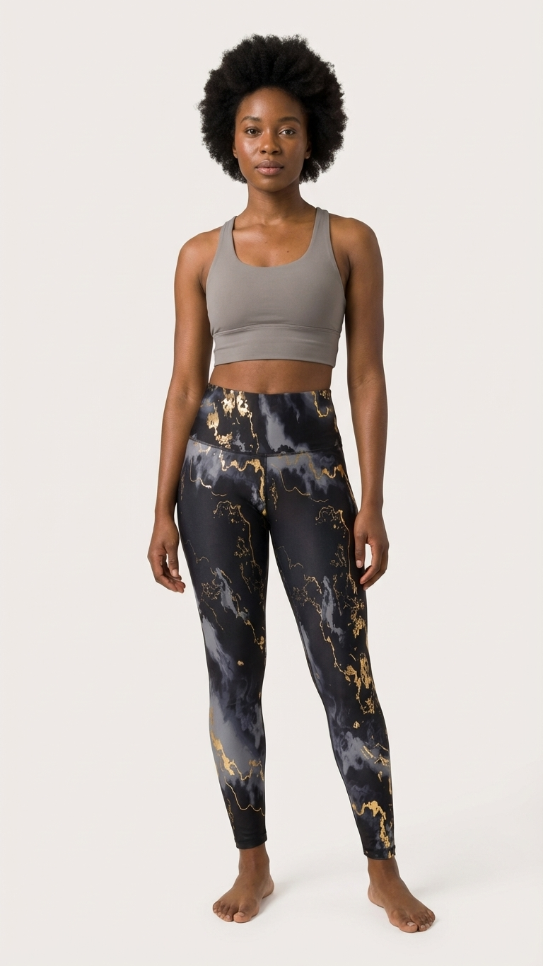 Old Navy Active Gold Marble Extra High Rise PowerSoft Go-Dry Leggings,Size Small