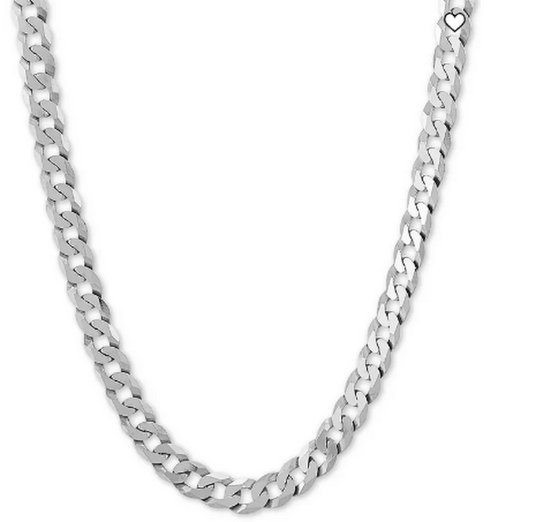 Steeltime Mens Curb Chain Necklace in Sterling Silver 22 Inches