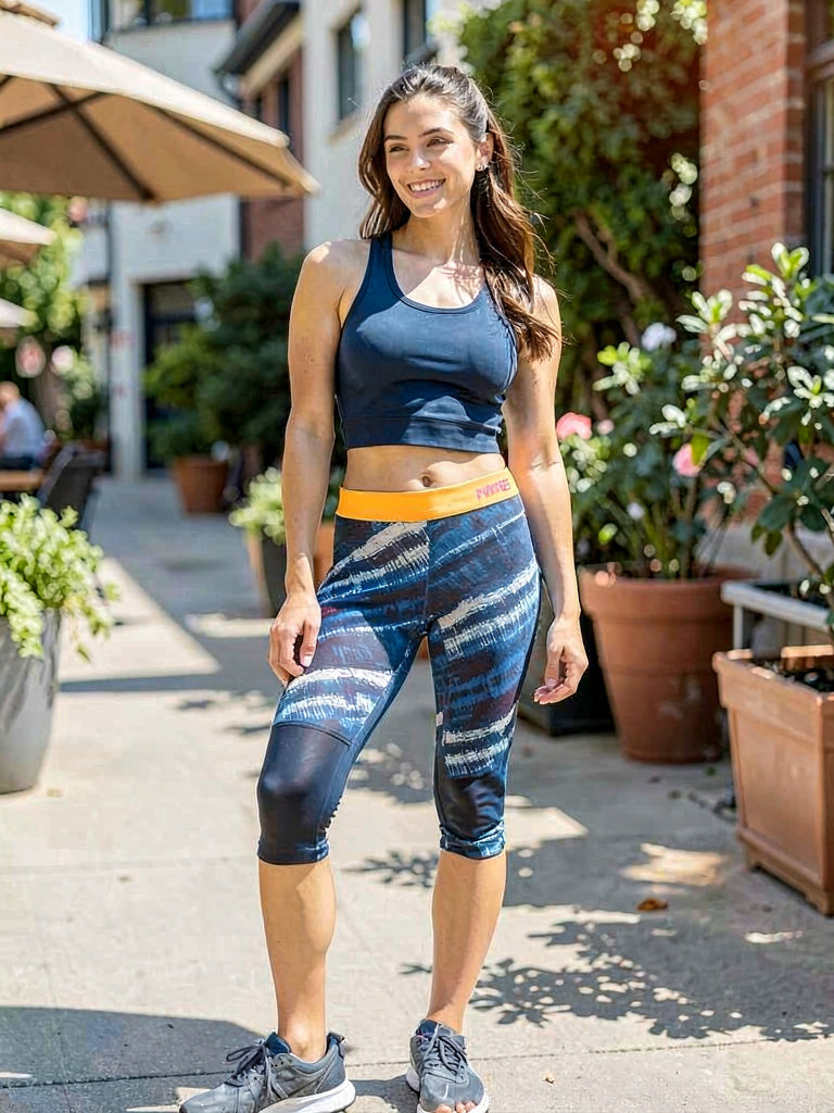 Nike Pro Dry Fit Capri Leggings Static Color Block Blue, Small