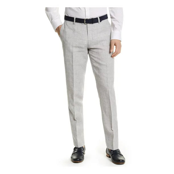BAR III Mens Gray Plaid Slim Fit Suit Separate Pants