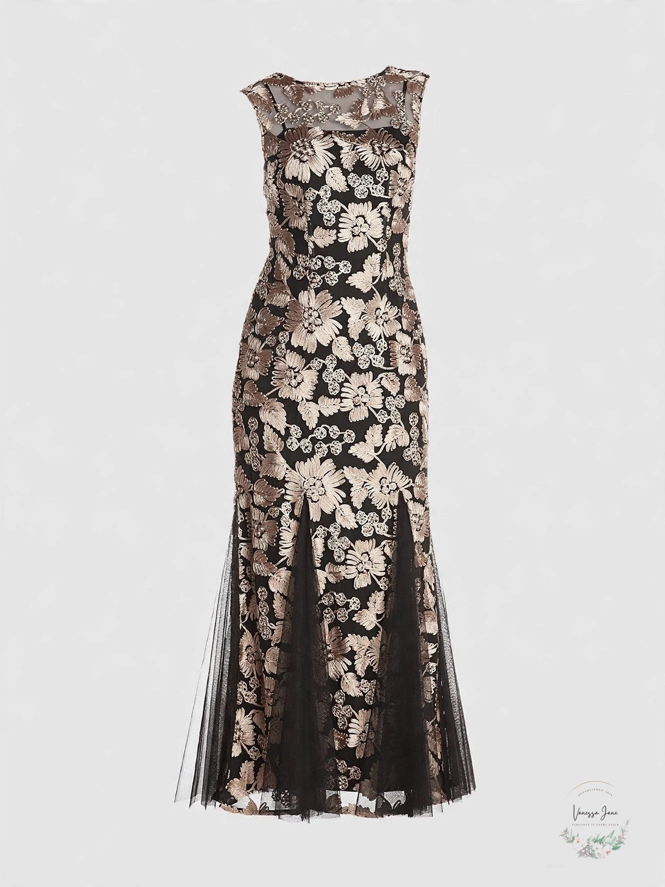 Alex Evenings Women's Embroidered Illusion Neckline Gown, Size 18