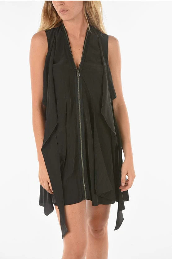 Kate and Mallory Black Zipper Front Dress, Size Medium