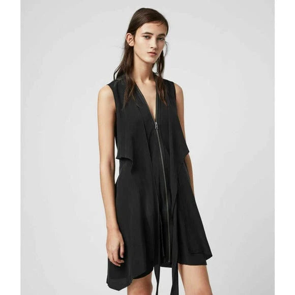 Kate and Mallory Black Zipper Front Dress, Size Medium