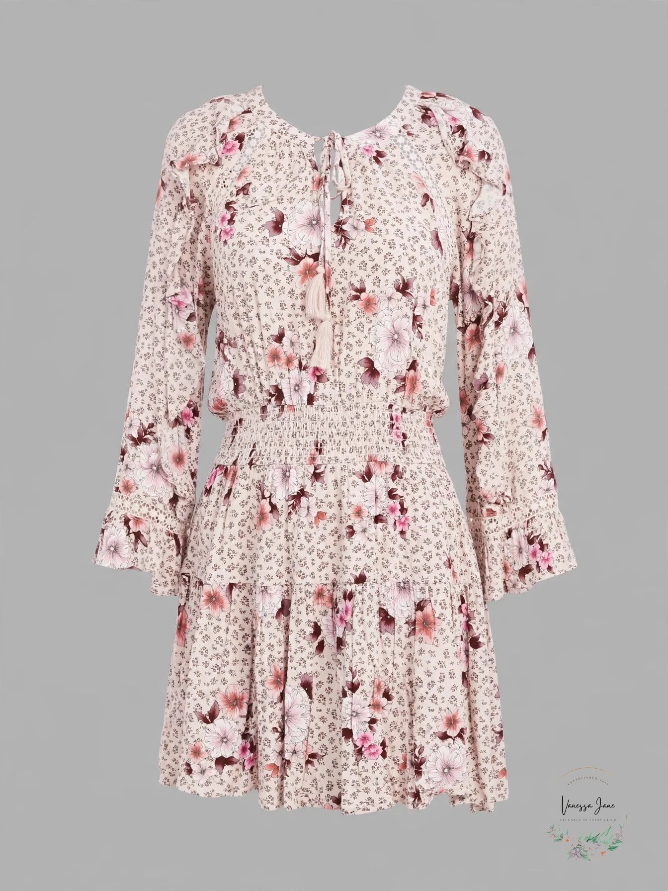 American Rag Juniors Ruffled Floral-Print Peasant Dress Pink Size XXS - stock