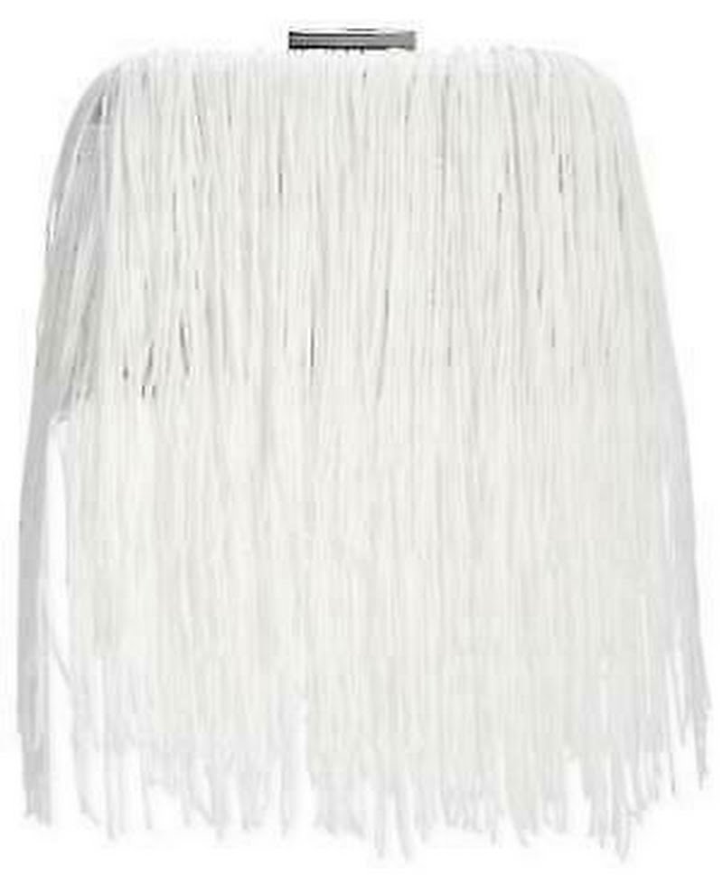 Inc Colie Fringe Clutch - Ivory/Silver