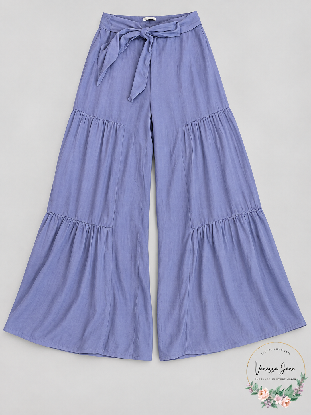 ee:some Womens Lavender Smocked Tiered Wide-Leg Palazzo Pants, Size Medium
