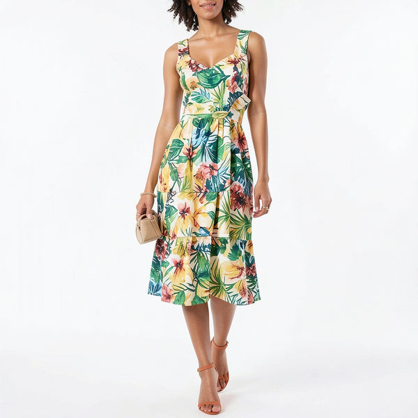 Donna Ricco Printed Sweetheart-Neck Dress, Size 10