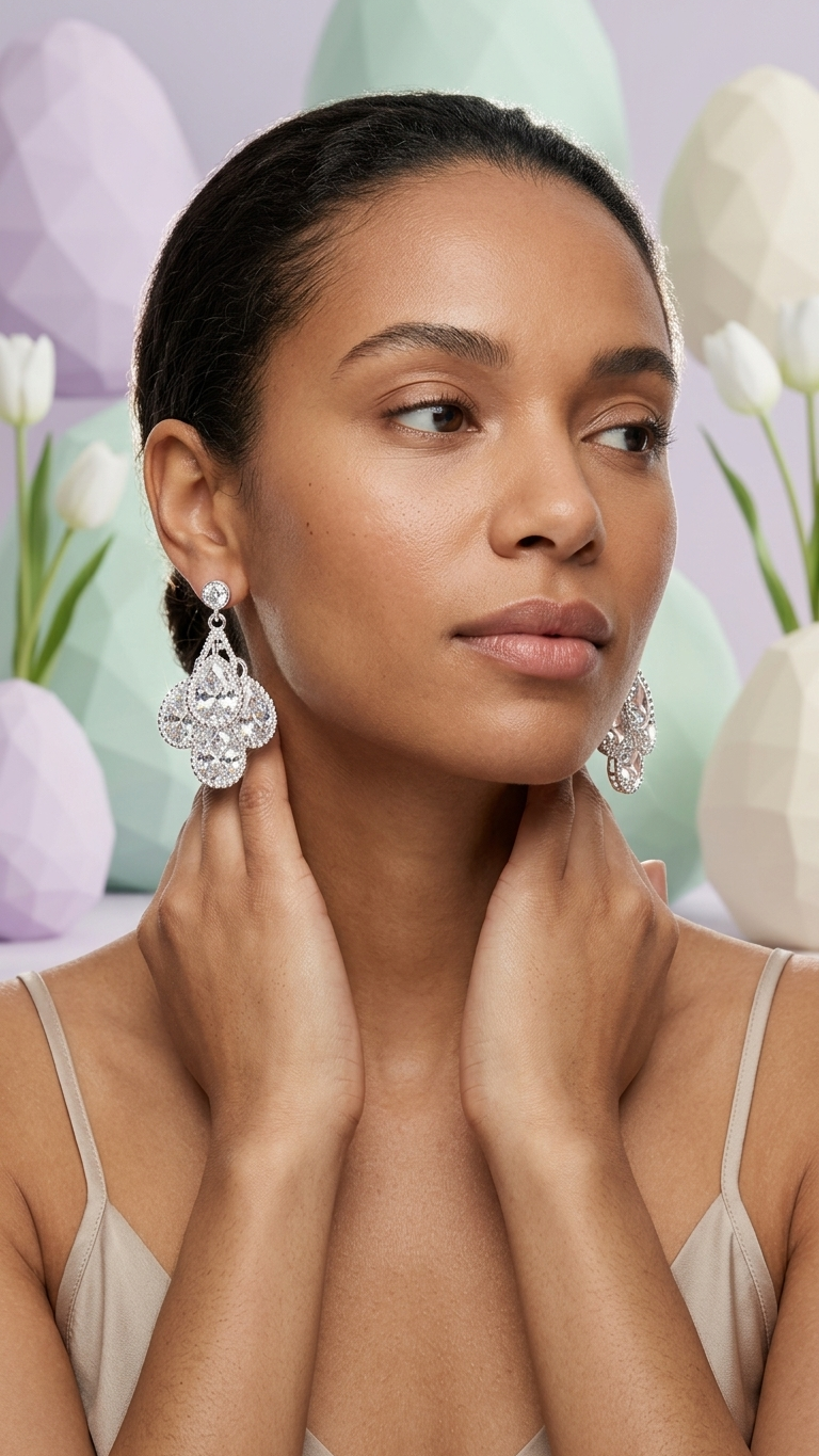 AMANDA BLU Silver Teardrop Cluster Earrings – Silver