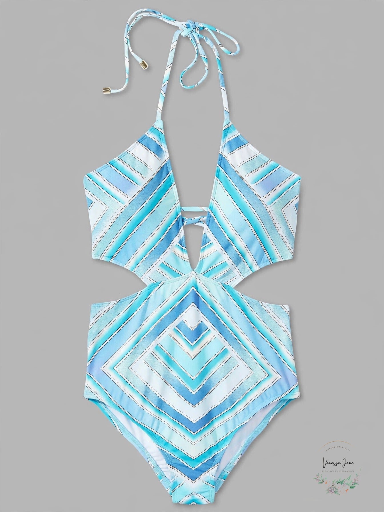 Bar III Crystal Plunge Cutout Monokini One-Piece Swimsuit, Size Small
