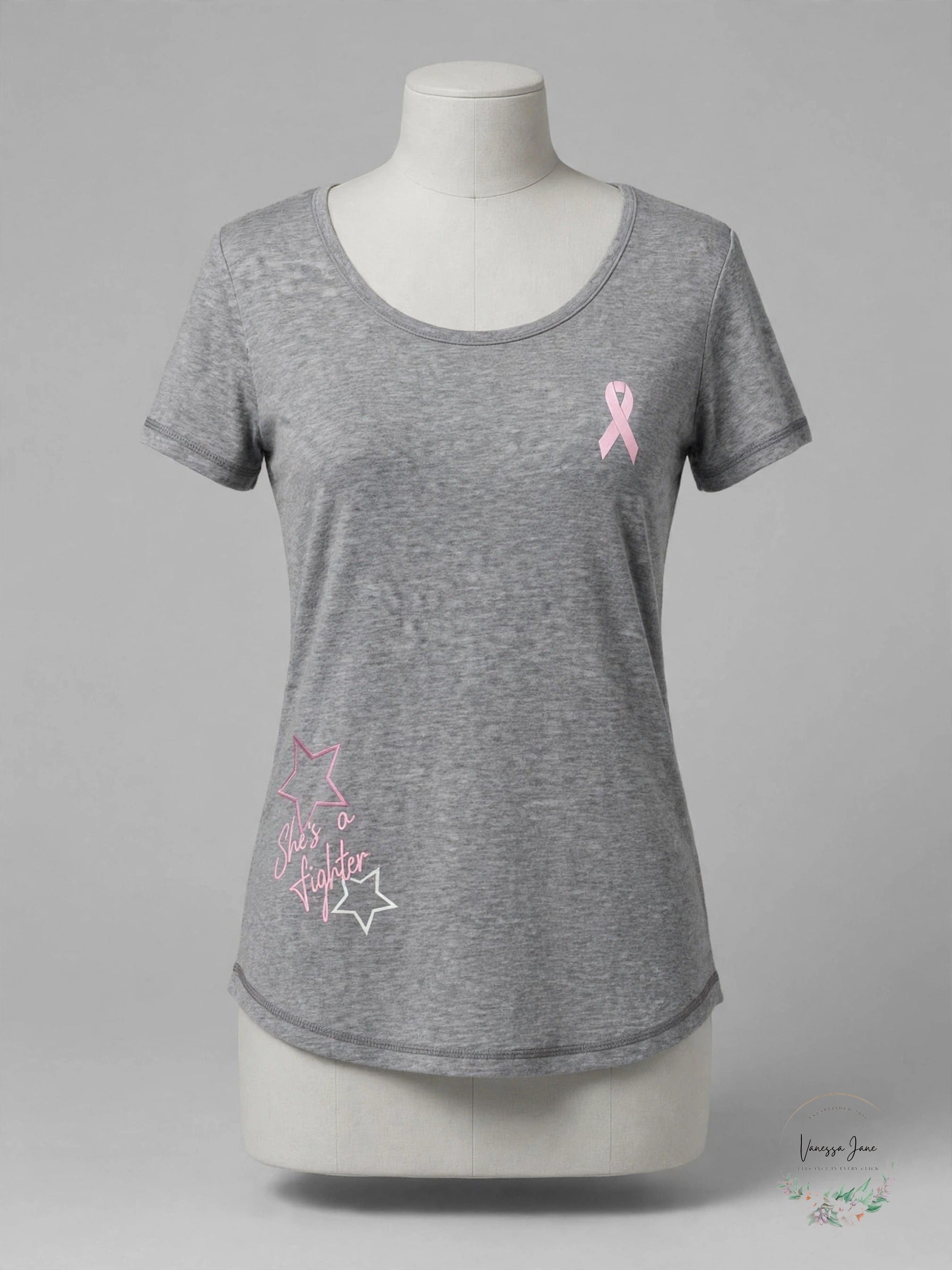 Ideology breast cancer ribbon top stock