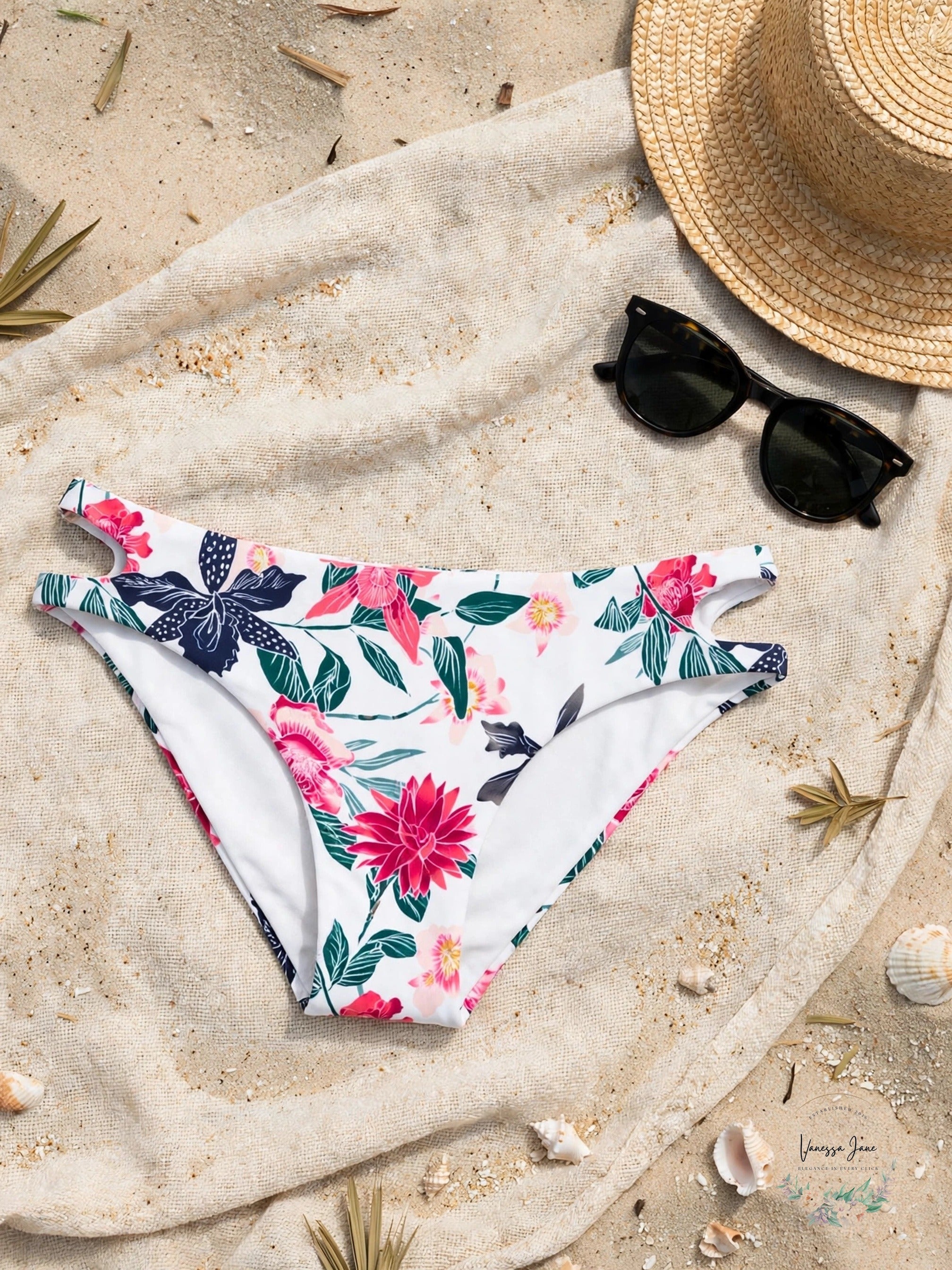 Roxy Urban Waves Full Bikini Bottoms, Bright White Tallows
